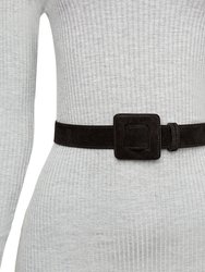 Mini Square Suede Buckle Belt - Black