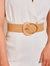 Straw Elastic Belt With Triangle Buckle - Beige