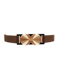 Stretch Belt with Acrylic Buckle - Brown Circles - Brown Circles