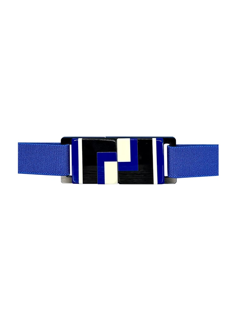 Stretch Belt With Acrylic Buckle - Royal Blue - Royal Blue