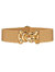 Stretch Belt With Gold Metal Knot Buckle - Beige - Beige