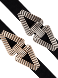 Stretch Belt With Silver Metal Triangular Buckle - Black