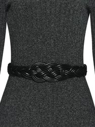 Stretch Braided Leather Belt - Black