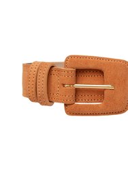 Suede Rectangle Buckle Belt - Caramel - Caramel