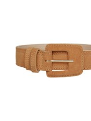 Suede Rectangle Buckle Belt - Caramel