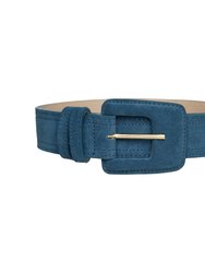Suede Rectangle Buckle Belt - Navy Blue - Navy Blue