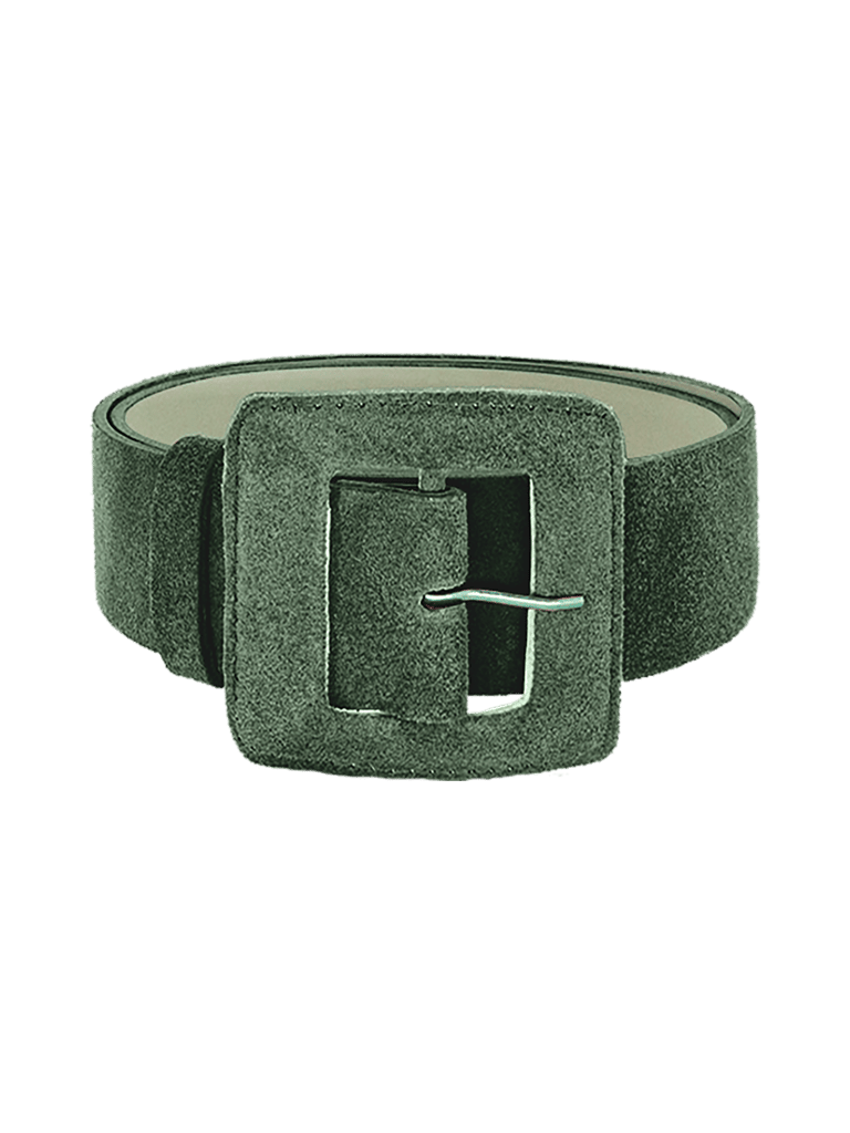Suede Square Buckle Belt - Army Green - Army Green