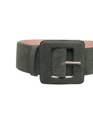 Suede Square Buckle Belt - Army Green