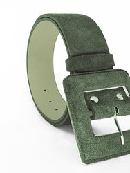 Suede Square Buckle Belt - Army Green