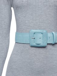 Suede Square Buckle Belt - Baby Blue