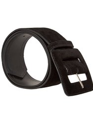 Suede Square Buckle Belt - Black