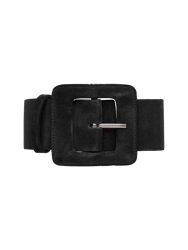 Suede Square Buckle Belt - Black - Black