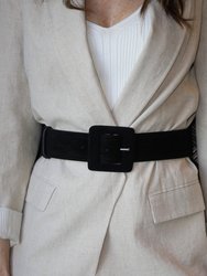 Suede Square Buckle Belt - Black