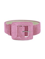 Suede Square Buckle Belt - Blush Pink - Light Pink
