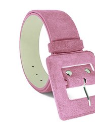Suede Square Buckle Belt - Blush Pink