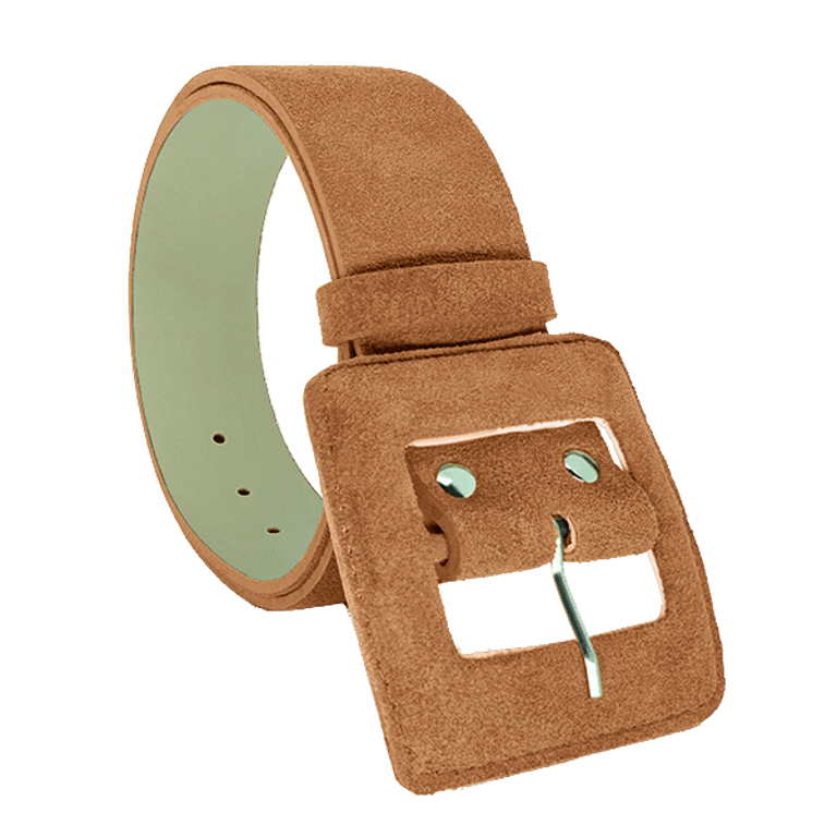 Suede Square Buckle Belt - Caramel