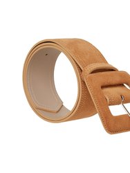 Suede Square Buckle Belt - Caramel