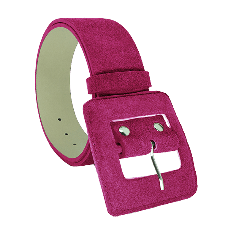 Suede Square Buckle Belt - Dark Pink