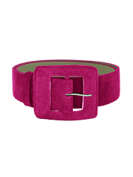 Suede Square Buckle Belt - Dark Pink - Dark Pink