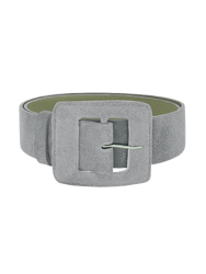 Suede Square Buckle Belt - Gray - Gray