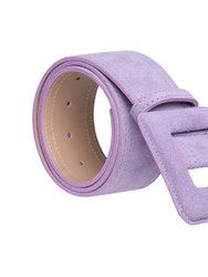 Suede Square Buckle Belt - Lavender