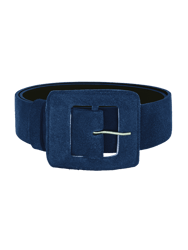 Suede Square Buckle Belt - Navy Blue - Navy Blue