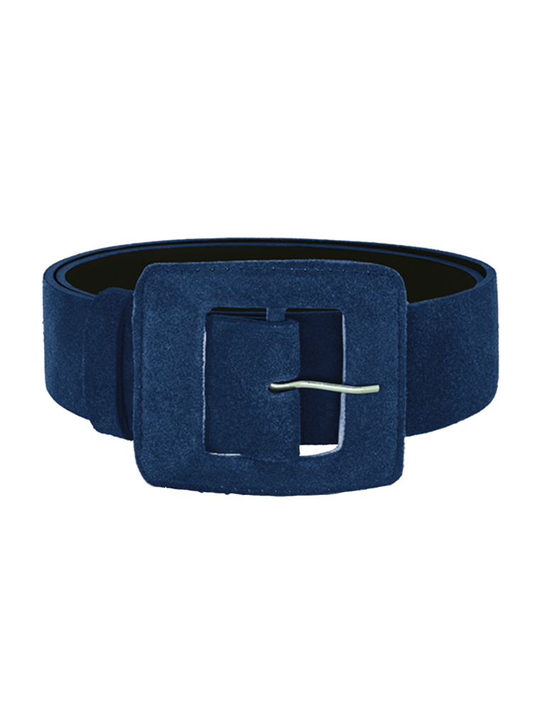 Suede Square Buckle Belt - Navy Blue - Navy Blue