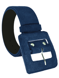 Suede Square Buckle Belt - Navy Blue