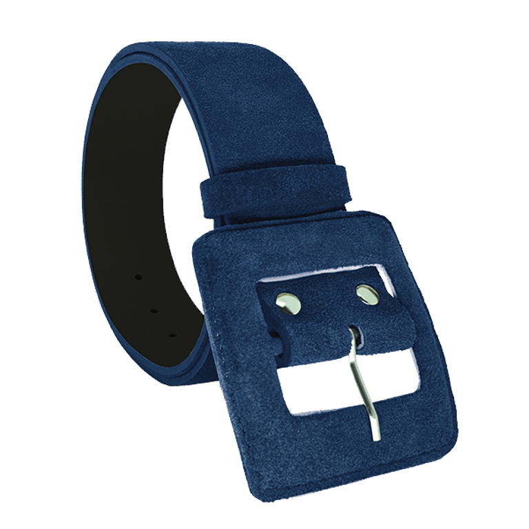 Suede Square Buckle Belt - Navy Blue