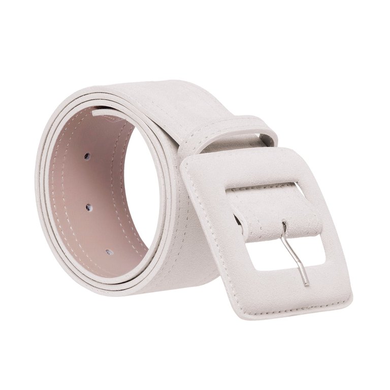 Suede Square Buckle Belt - Off White