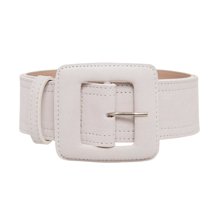 Suede Square Buckle Belt - Off White - Off White