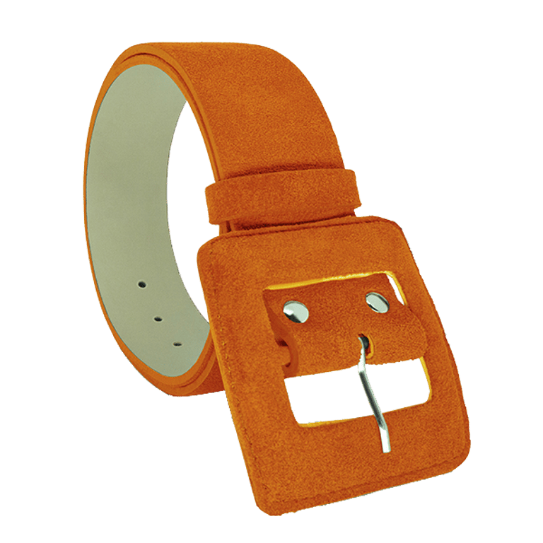 Suede Square Buckle Belt - Orange