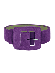 Suede Square Buckle Belt - Purple - Purple
