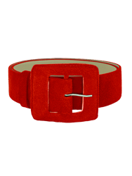 Suede Square Buckle Belt - Red - Red