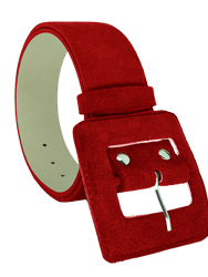 Suede Square Buckle Belt - Red