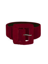 Suede Square Buckle Belt - Wine - Wine