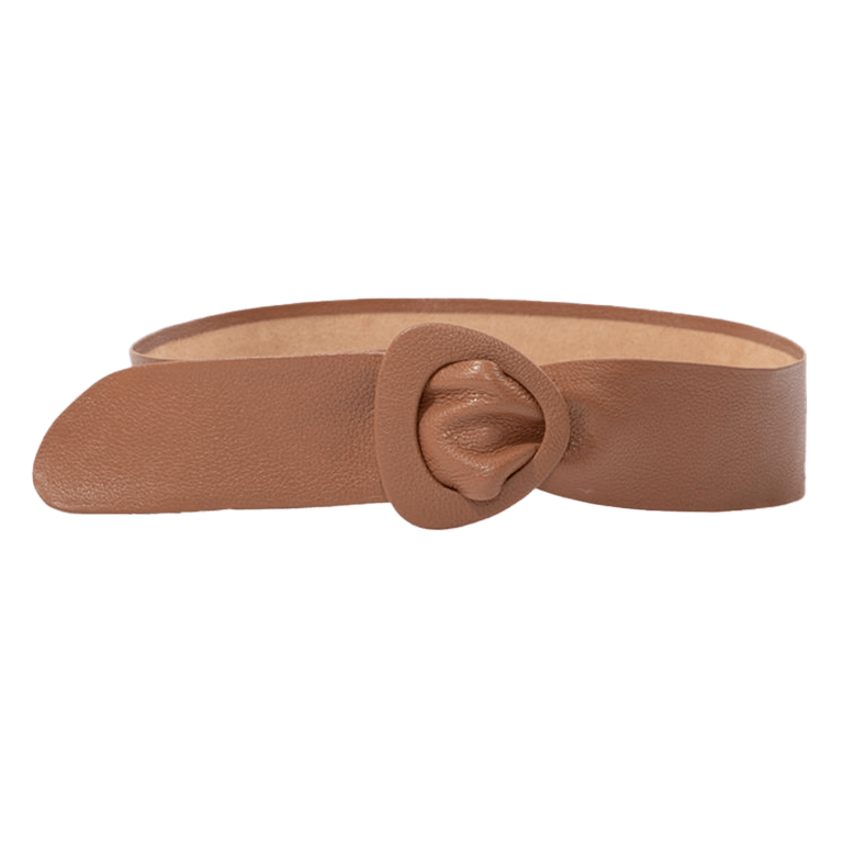 Wide Triangle Buckle Belt - Brown - Brown