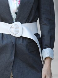 Wide Triangle Buckle Belt - Off White