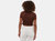 Constance Collared Wrap Crop Top - Chocolate Brown