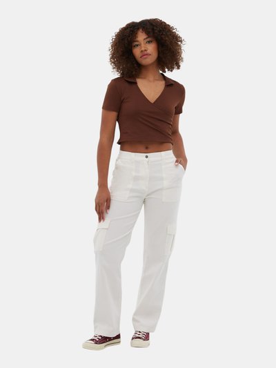 Bench DNA Constance Collared Wrap Crop Top - Chocolate Brown product