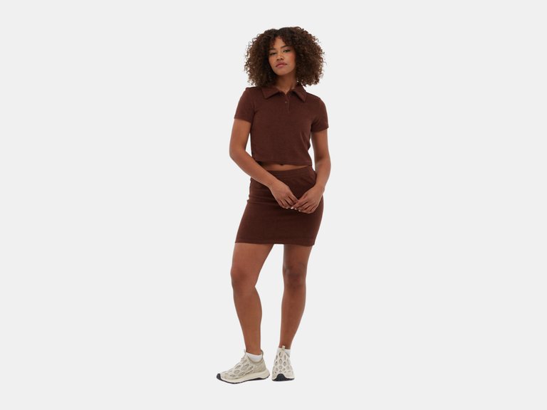 Filby Terry Crop Polo Tee - Shaved Chocolate - Shaved Chocolate