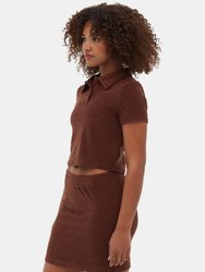 Filby Terry Crop Polo Tee - Shaved Chocolate