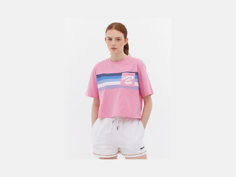 Jersey Cropped Tee With Initial Pocket - Blush Pink