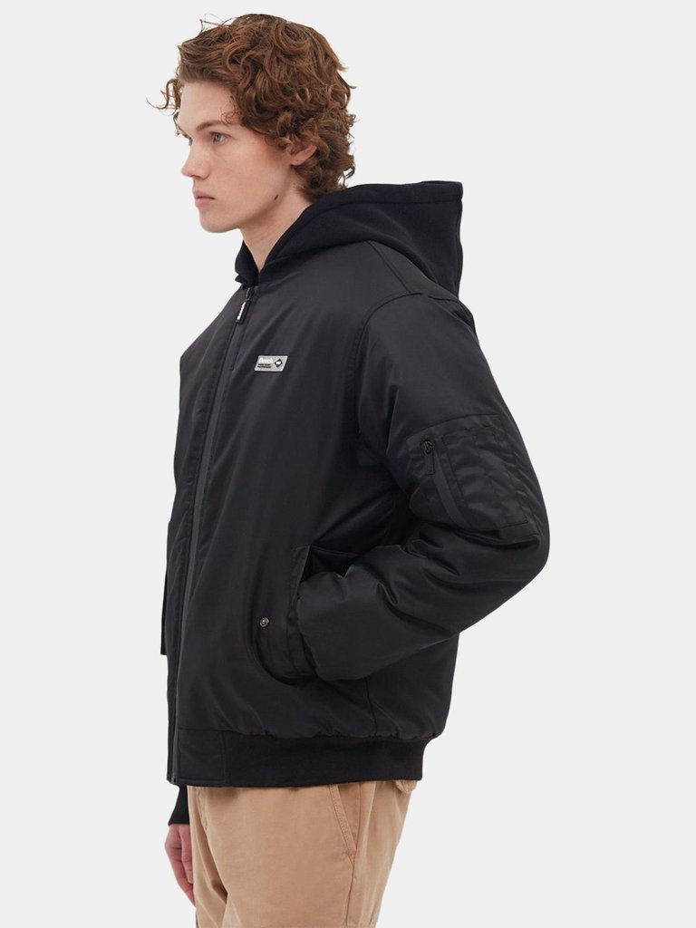 Mens Bomper Fleece Hood Bomber Jacket