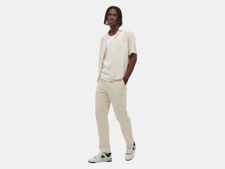 Tonman Relaxed Pleated Trousers - White Asparagus - White Asparagus