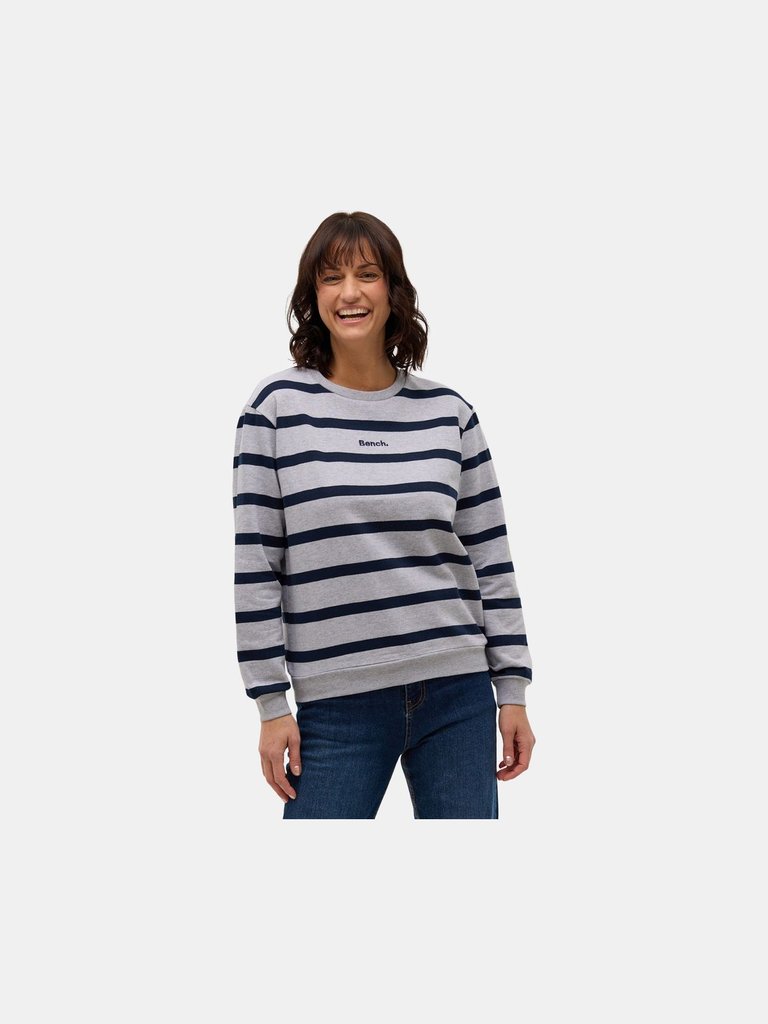 Women's Laide Stripe Crew Neck Sweatshirts - Grey Marl