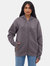 Womens Tameka Quilted Oversize Zip - Up Hoodie - Charcoal