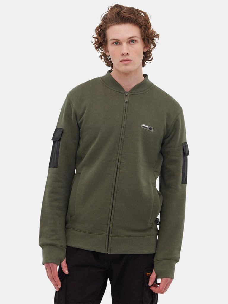 Mens Dilla Sleeve Pocket Zip-Up - Khaki