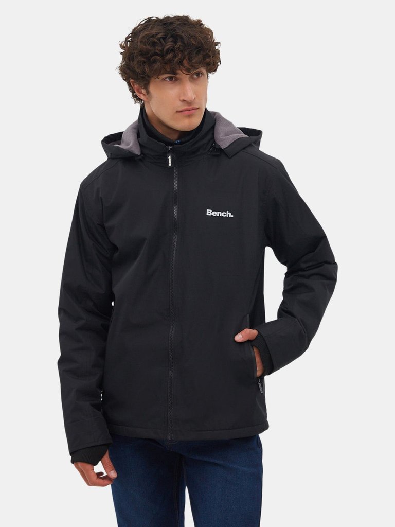 Mens Hawn Double-Faced Ripstop Hooded Jacket - Black