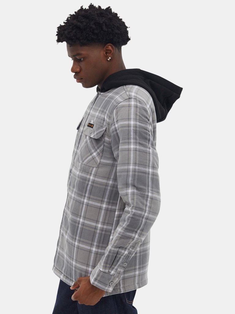 Mens Manning Hooded Zip-Up Flannel Shirt